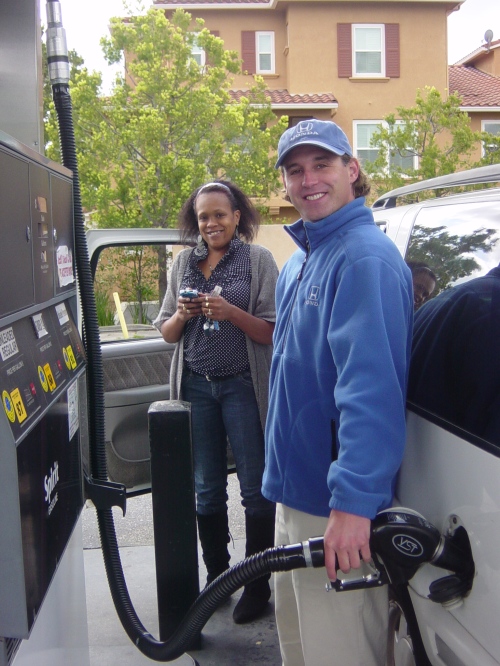 Helpful Honda Guy pumping free gas for you in Pasadena.